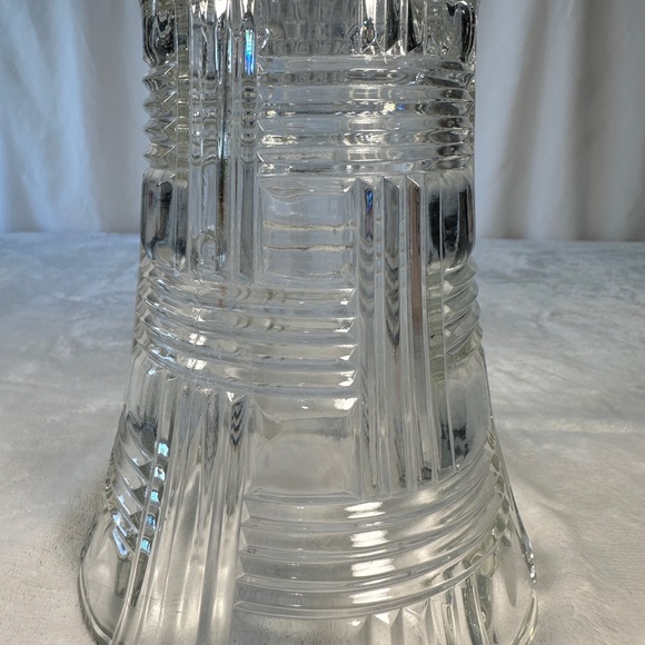 Clear Anchor Hocking Glass Vase Basket Weave Pattern Pressed Glass Flared Top - Picture 4 of 7